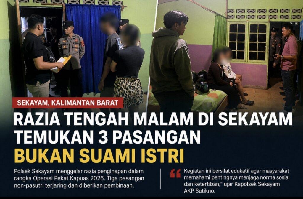 Razia Tengah Malam di Sekayam Temukan 3 Pasangan Bukan Suami Istri
