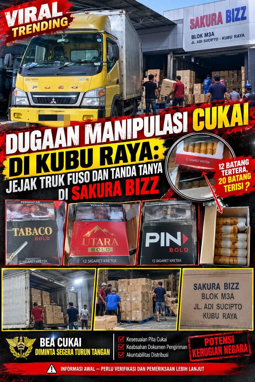 Di Balik Truk Fuso di Sakura Bizz: Rokok, Kemasan, dan Tanda Tanya Pengawasan Cukai